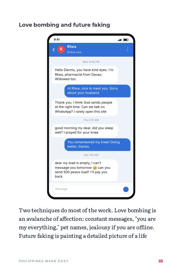 A page from the book with a phone chat